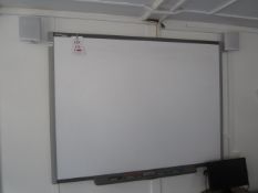 Smart Tech wall mounted smart board, 2 x speakers, NEC M230X HDMI ceiling mounted projector. Located