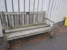 Timber slatted garden bench, 1.5. Located at Church FarmPlease note: This lot, for VAT purposes,