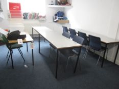 5 x assorted tables, 7 x various plastic chairs. Located at main schoolPlease note: This lot, for