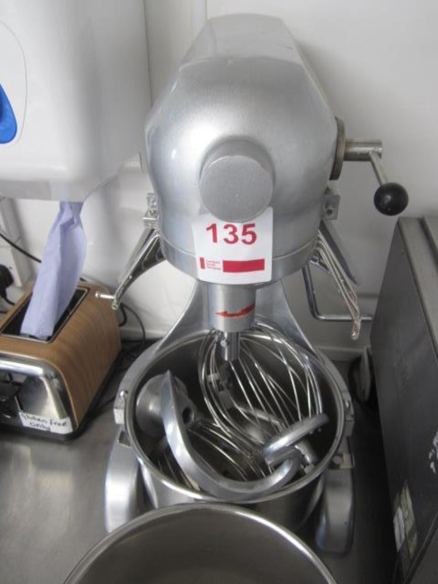 Buffalo GL190 bench top heavy duty food mixer, s/n: 184022-UK, various mixing paddles and bowls. Loc - Image 4 of 4