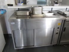 Unbadged stainless steel Bain Marie, model 1201, s/n: 616, approx. size: 1200mm x 800mm with various