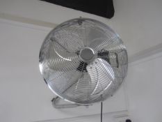 2 x wall mounted fans. Located at main school. Please note: This lot, for VAT purposes, is sold und