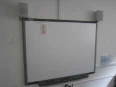 Smart Tech wall mounted smart board, 2 x speakers, NEC M230X HDMI ceiling mounted projector. Located