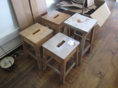 4 x wooden stools. Located at Church FarmPlease note: This lot, for VAT purposes, is sold under