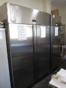 Valera mobile stainless steel commercial double door fridge, approx. size: 1320mm x 850mm x 2m - dis