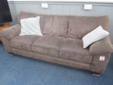 Suede effect 2 and 3 seat sofas. Located at 6th form premisesPlease note: This lot, for VAT