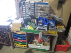 Large quantity of consumable stock including nuts, bolts, screws, staples, nails, tacks, panel