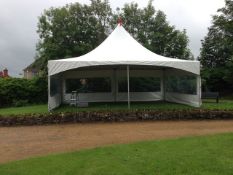 Tentnology 20ft square marquee canopy with 2 walls, stakes, poles, box of fittings. Main image