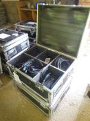 2 Wheeled Flight Cases each containing 4 Visage Flat Back P56 RJBW LED lights complete with cables