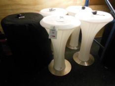 5 Lumaform LED poseur bar tables (2 with covers) each with power cable and remote control