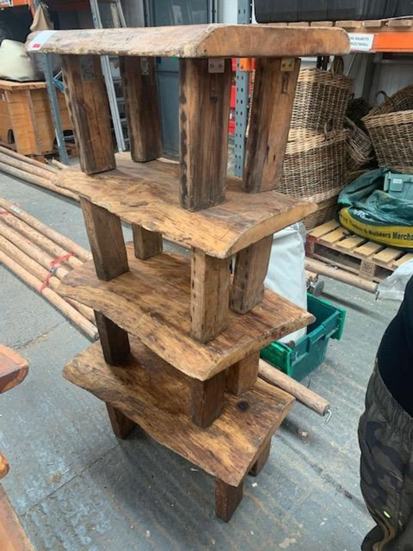 Four rustic solid oak tables/benches - Image 3 of 3