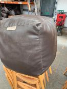 Eight rucomfy brown leatherette square beanbags approx. 400mm square