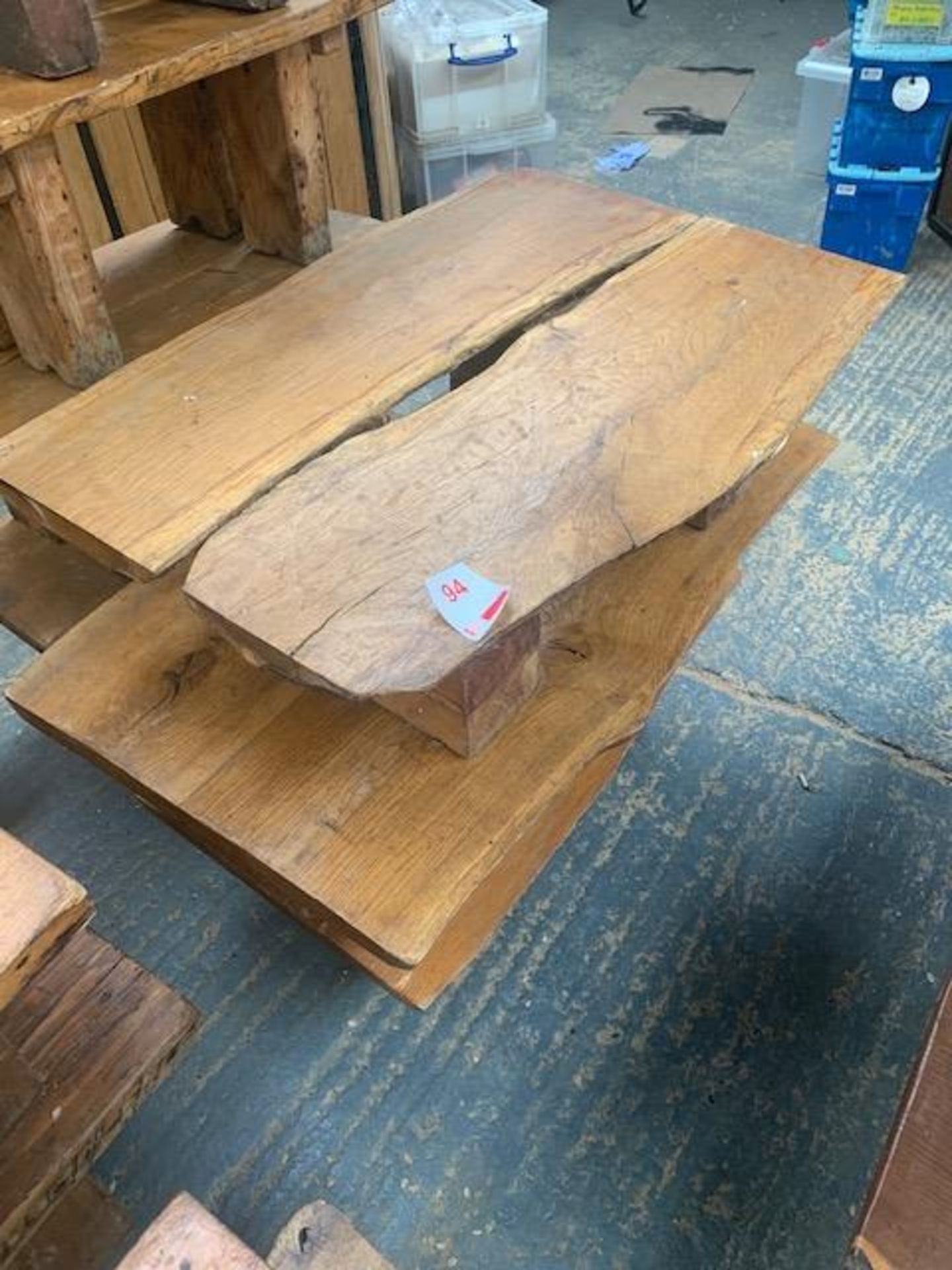 Three rustic solid oak tables/benches