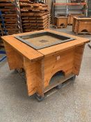 Solid Oak fire pit c/w ash collection tray L 1300mm W 1300mm H 760mm