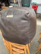 Ten rucomfy brown leatherette square beanbags approx. 400mm square