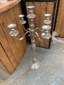 Two metal 5 arm candelabras height 1030mm