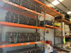 20 Bays of pallet racking to include uprights 15 x 4m high, 7 x 3m high W 1050mm Beams appriox 80,