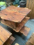 Three rustic solid oak tables/benches