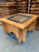 Solid Oak fire pit c/w ash collection tray L 1500mm W 1300mm H 760mm