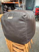 Five rucomfy brown leatherette square beanbags approx. 400mm square