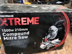 Powerbase xtreme 1500W 210mm Compound Mitre Saw with new blade