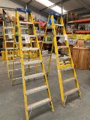 Two Lyte Fibreglass 7 step plus tray A frame ladders Height 2.17m