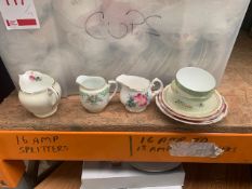 Seven boxes containing various bone china tea cups, saucers, milk jugs, cake stands etc., as lotted