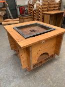 Solid Oak fire pit c/w ash collection tray L 1500mm W 1300mm H 760mm