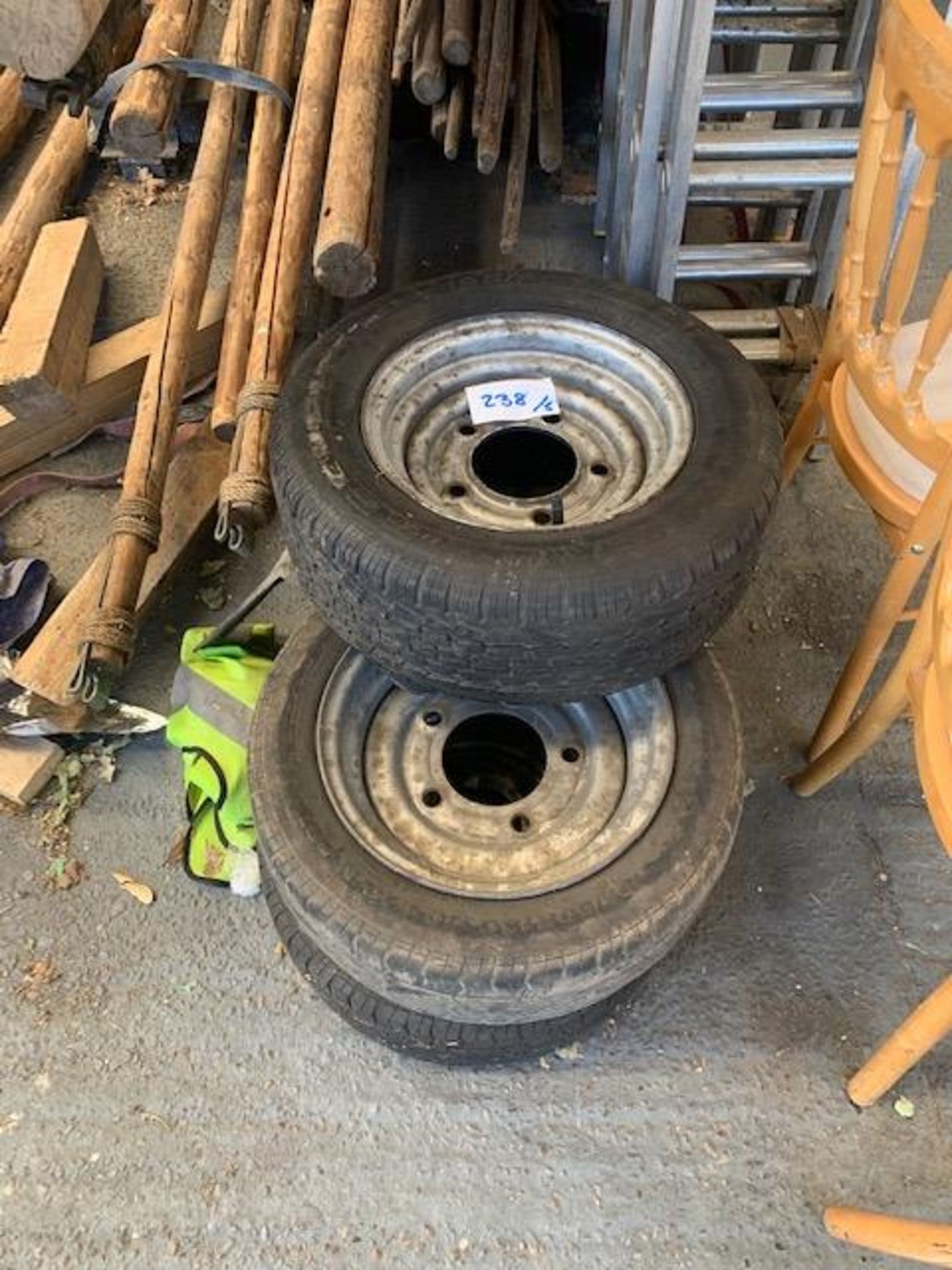 Five Ivor Williams spare trailer wheels and tyres