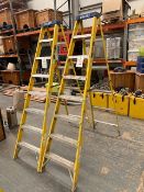 Two Lyte Fibreglass 7 step plus tray A frame ladders Height 2.17m