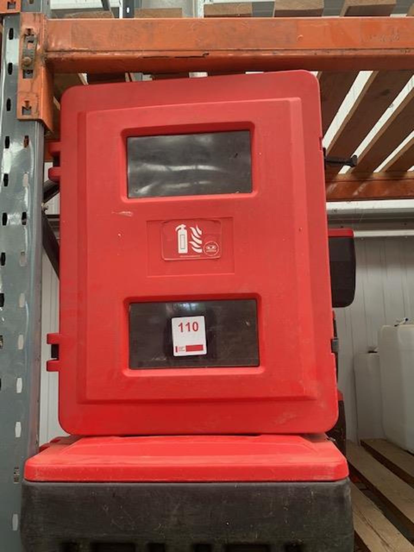 Five outdoor fire extinguisher plastic storage units