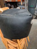 Ten rucomfy black leatherette square beanbags approx. 400mm square