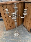 Two metal 5 arm candelabras height 1030mm