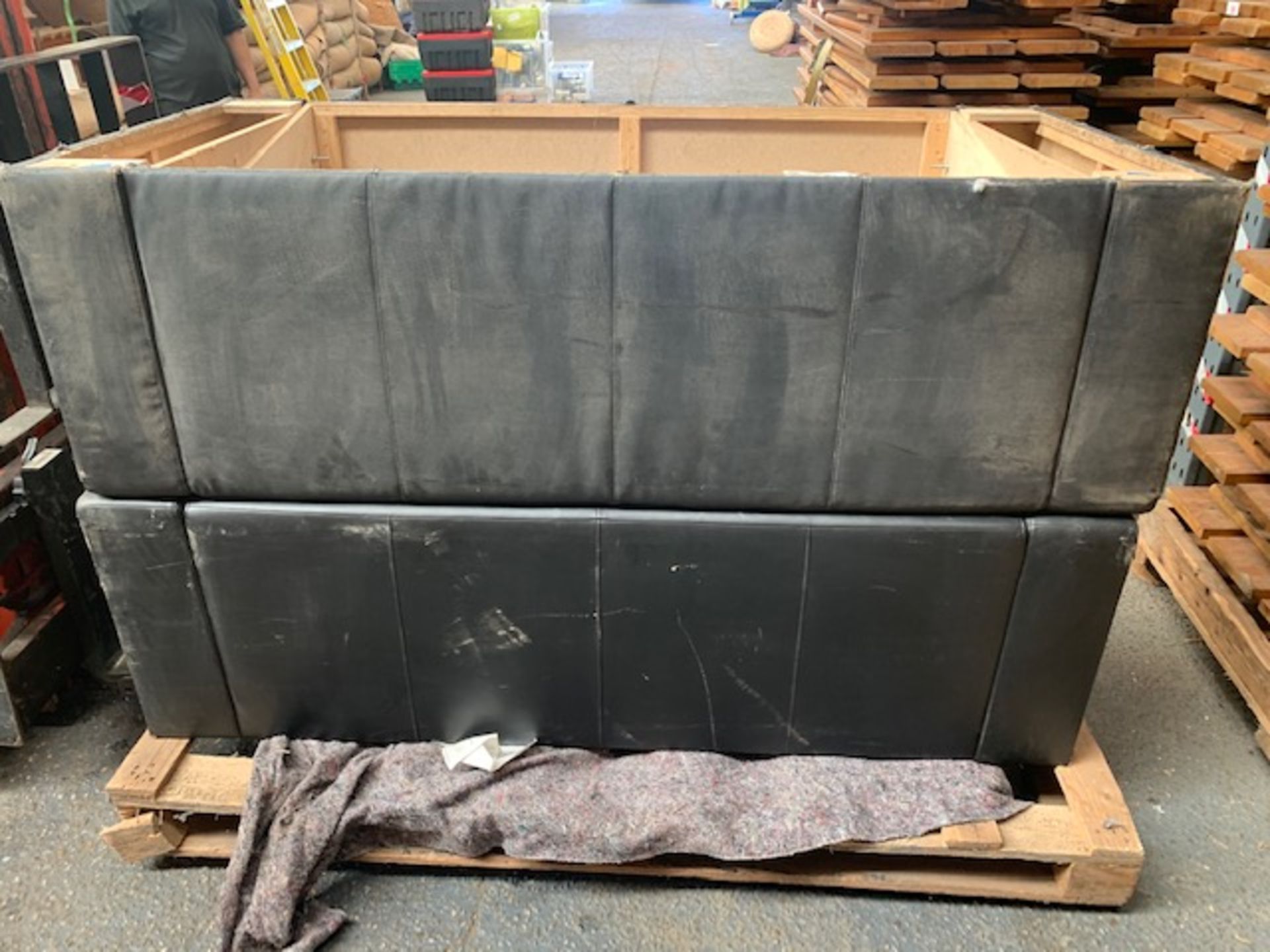 Two black Ikea leatherette 2 seater sofas - Image 2 of 3