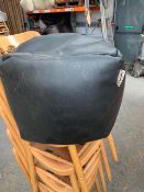 Eight rucomfy black leatherette square beanbags approx. 400mm square