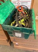 Safety Box containing 30m tape measure, safety harness 9m safety line, fall arrester, 20m winching