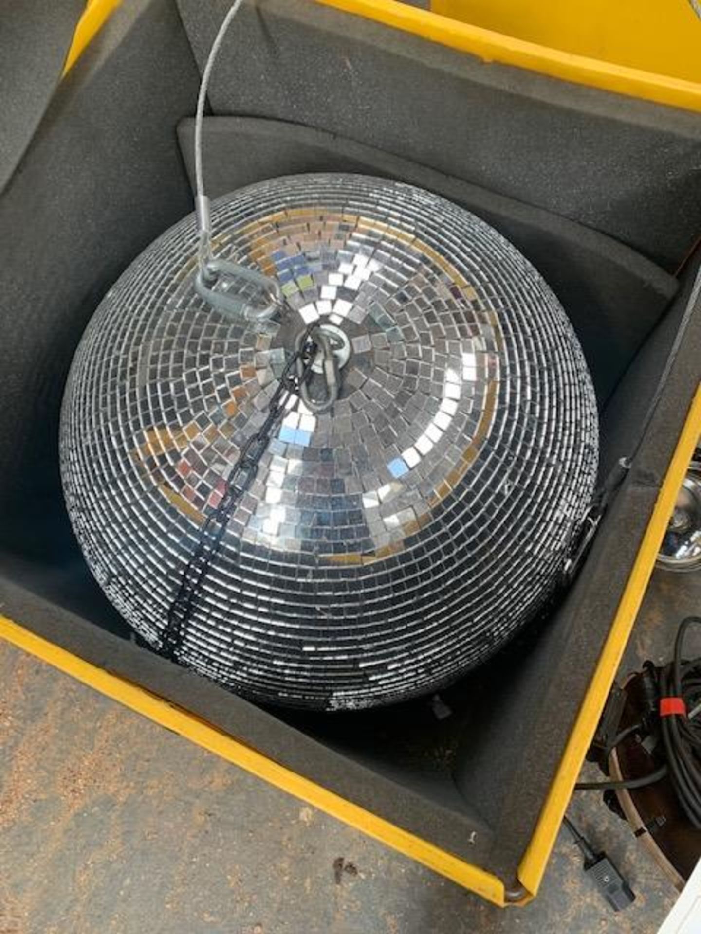 Disco Ball Upgrade for Tentipi Stratus 72 lighting system comprising disco ball in flight case, ball