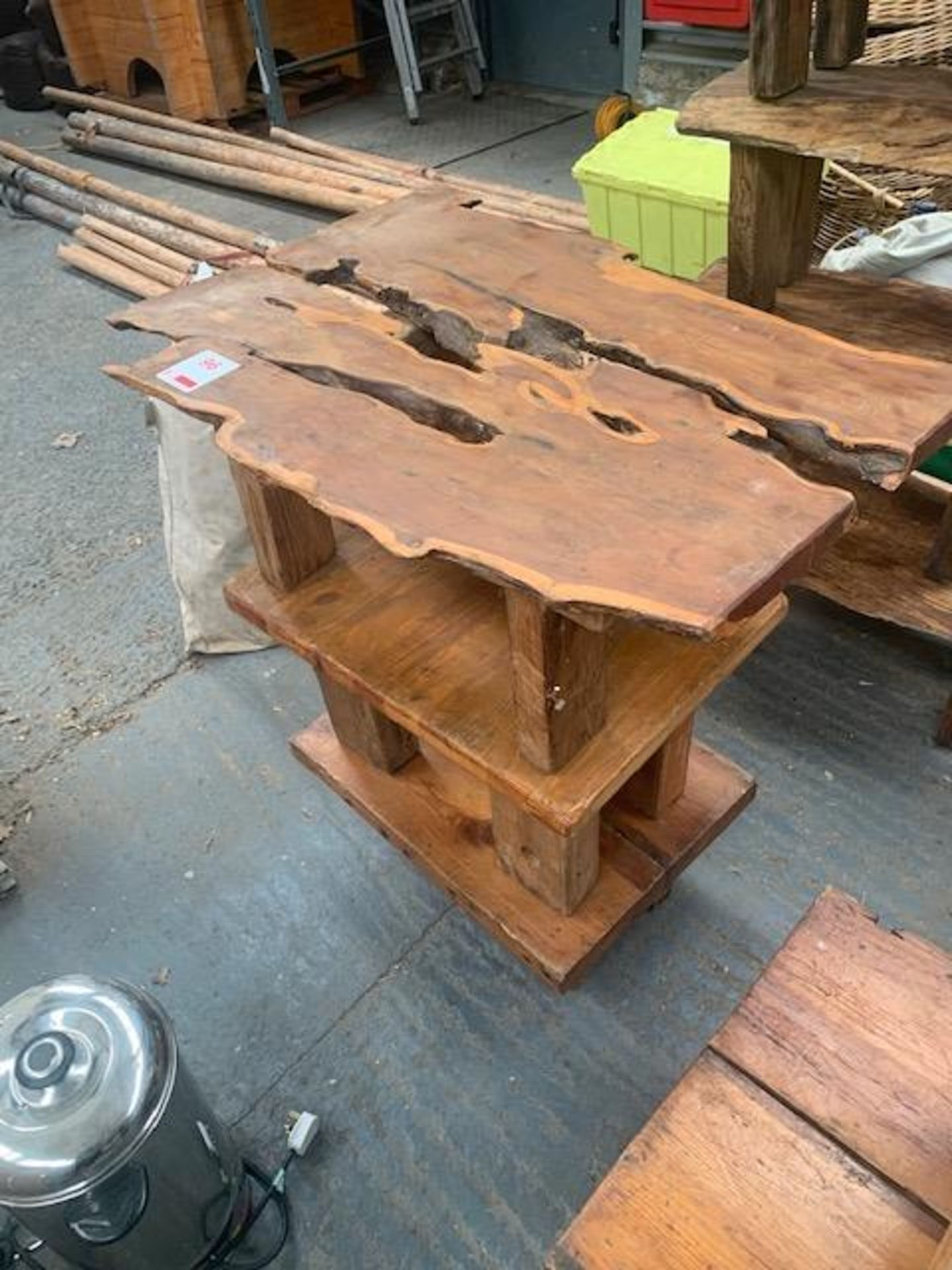 Three rustic solid oak tables/benches