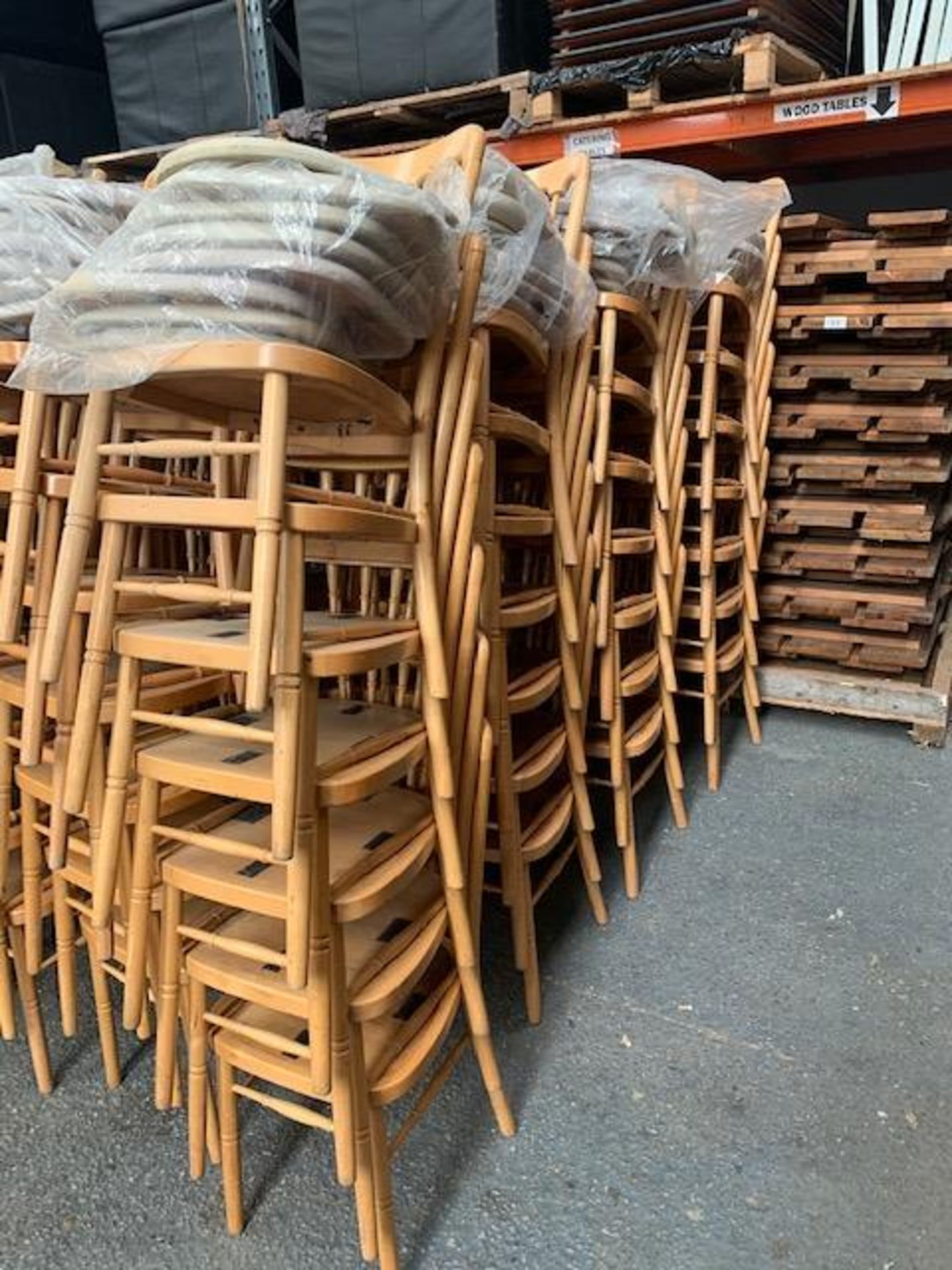 Twenty Eight wooden framed dinning chairs with Velcro fitted cloth cushions - Image 2 of 2