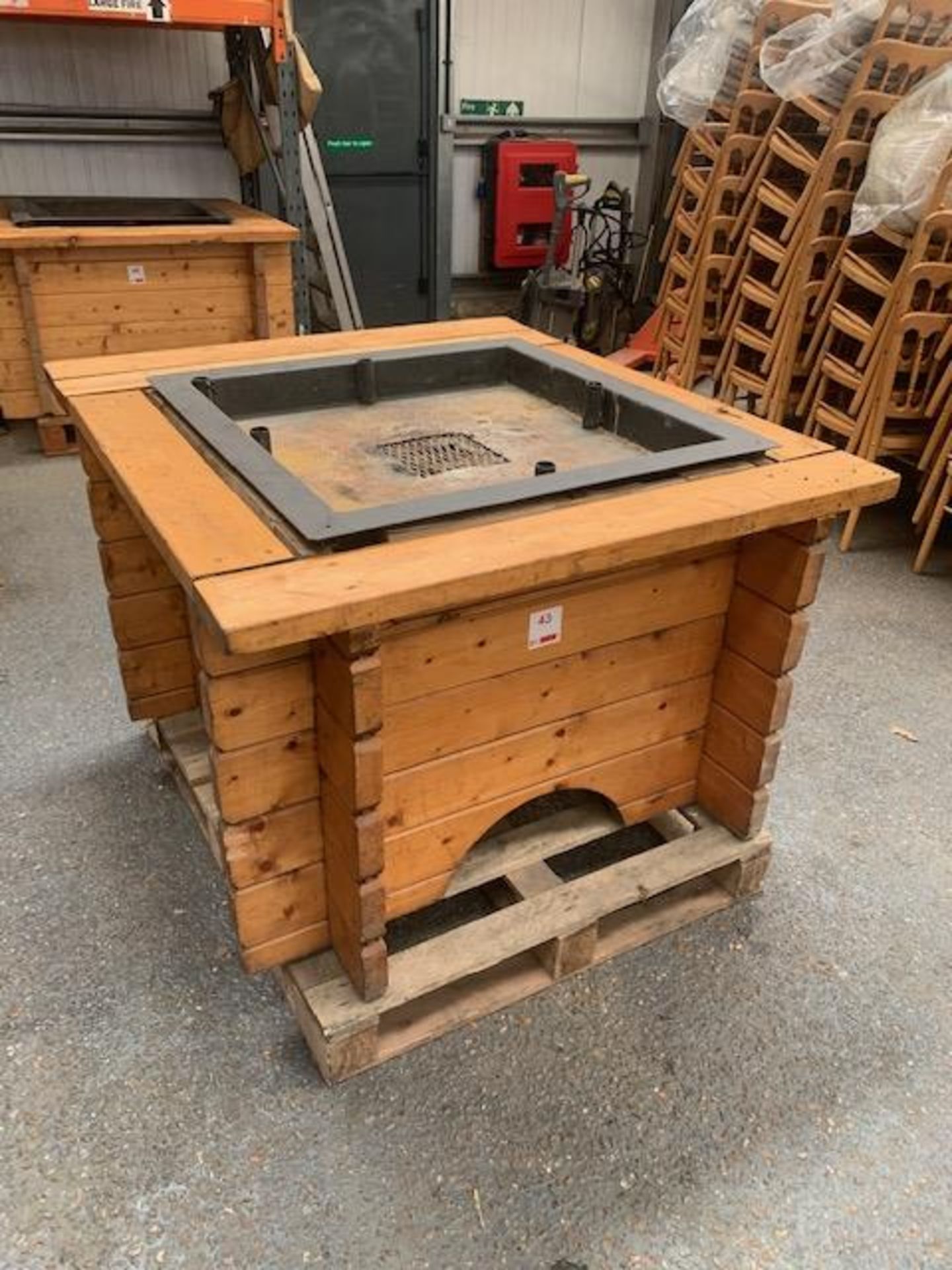 Solid Oak fire pit c/w ash collection tray L 1350mm W 1200mm H 760mm