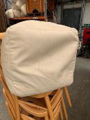 Five rucomfy cream leatherette square beanbags approx. 400mm square