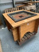 Solid Oak fire pit c/w ash collection tray L 1350mm W 1200mm H 760mm