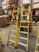 Two Greenman Fibreglass 7 step plus tray A frame ladders Height 2.17m