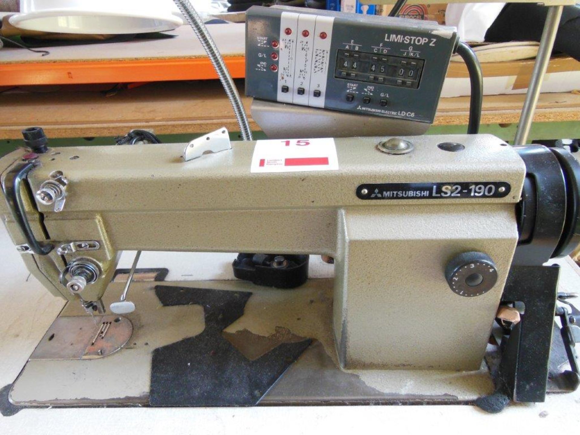 Mitsubishi LS2-190 industrial flatbed sewing machine, three phase. NB: this item has no CE marking. - Image 2 of 3