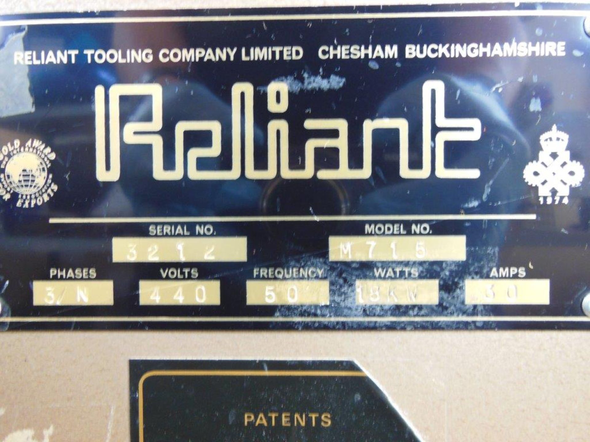 Reliant M715 fusing press, s/n 3212, three phase. NB: this item has no CE marking. The Purchaser is - Image 4 of 4