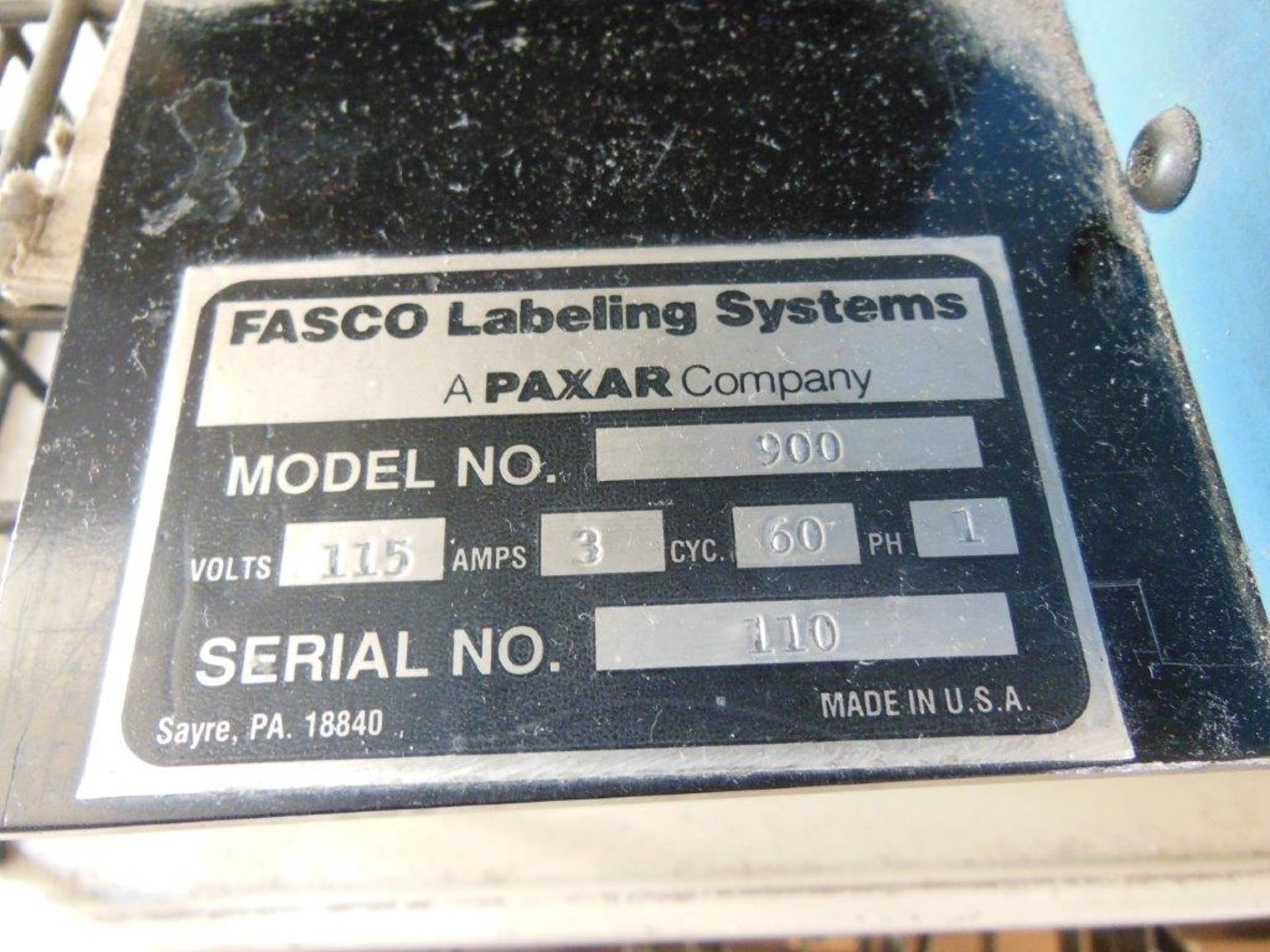 Fasco 900 labelling machine, single phase. NB: this item has no CE marking. The Purchaser is - Image 2 of 3