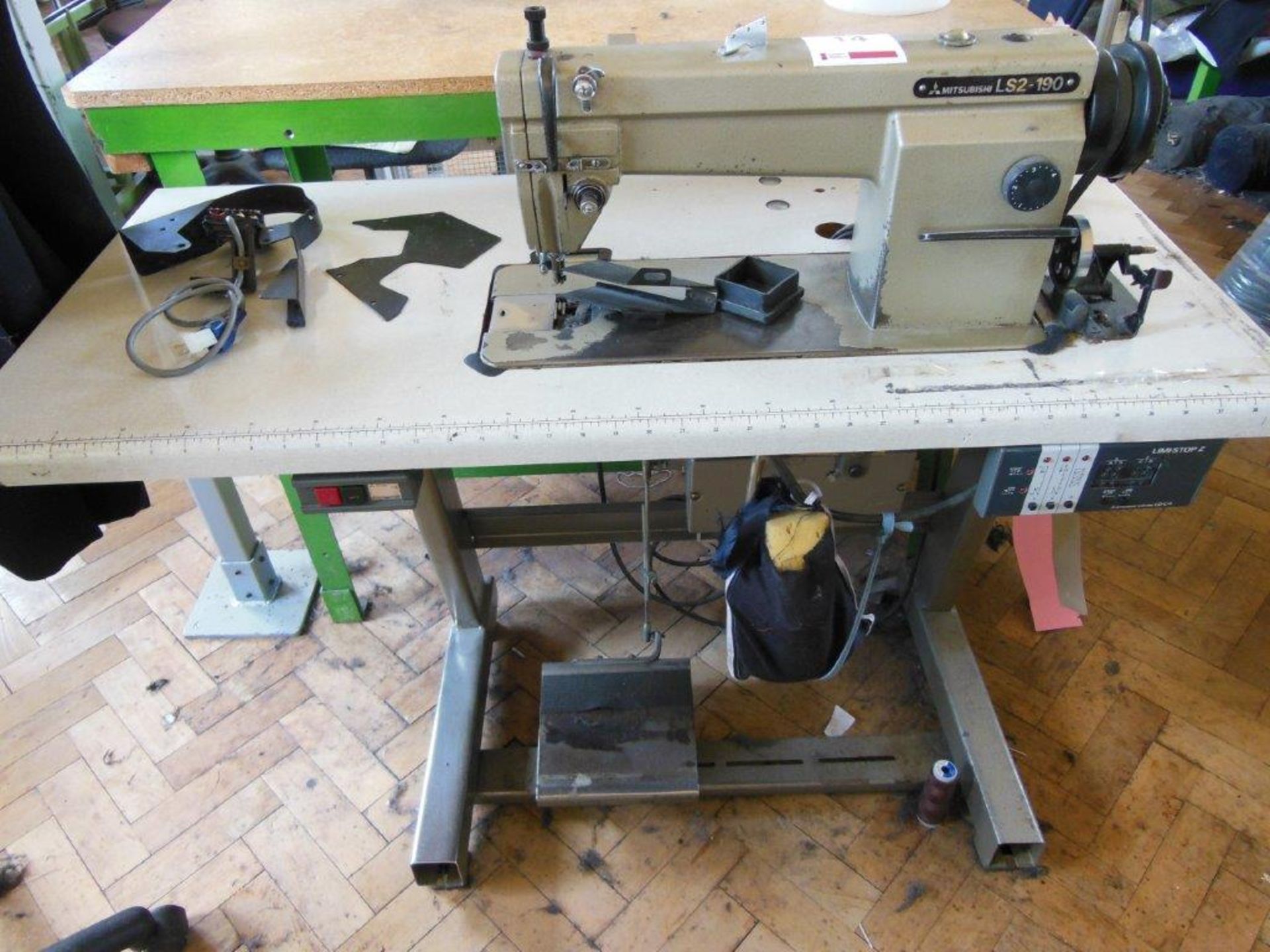 Mitsubishi LS2-190 industrial flatbed sewing machine, three phase. NB: this item has no CE marking.