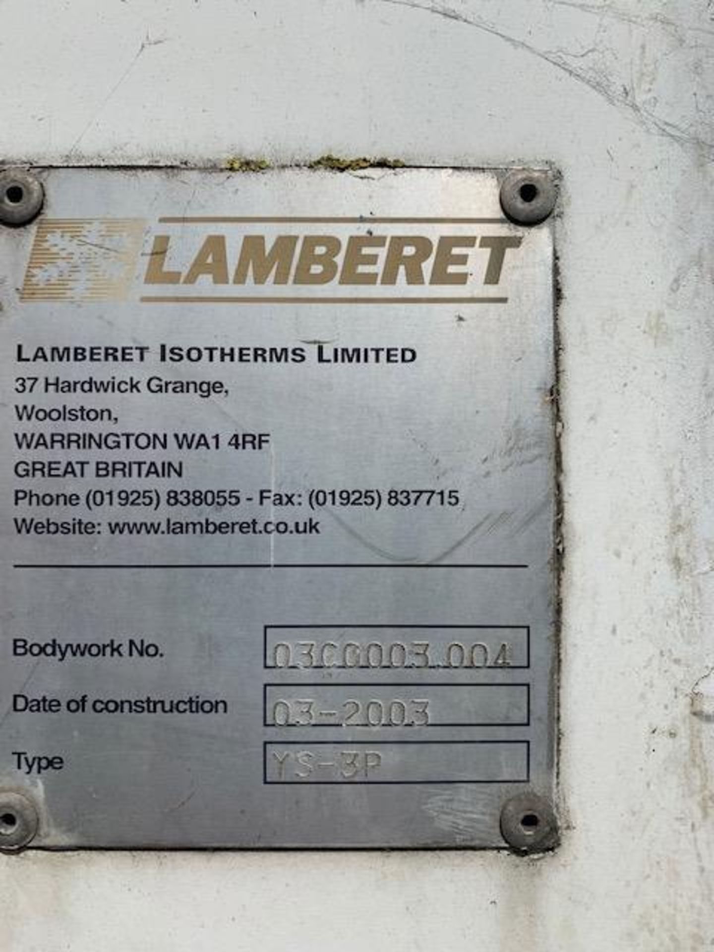 Lamberet 14m triple axle trailer 14m trailer 2nd axle removed refrigeration unit removed suitable - Image 6 of 8