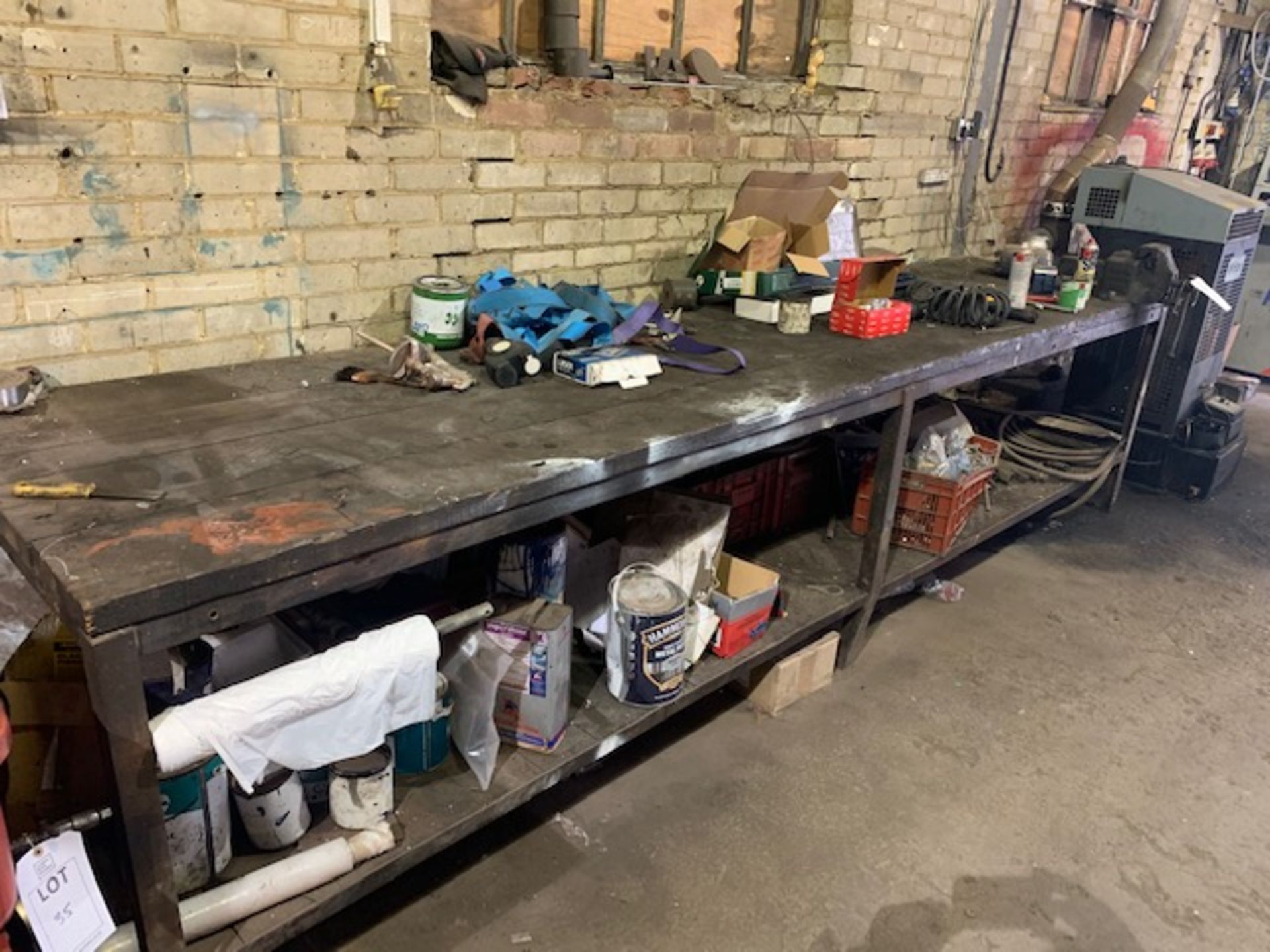 Long workbench c/w vice and contents - Image 2 of 2