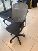 Three grey mesh backed swivel & tilt office chairs